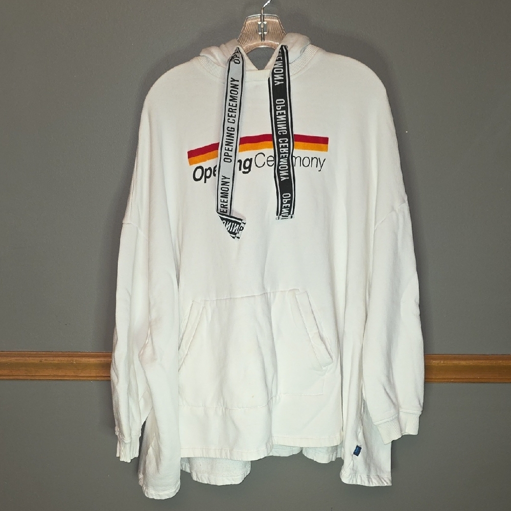 Opening Ceremony White Hoodie with Logo Accents